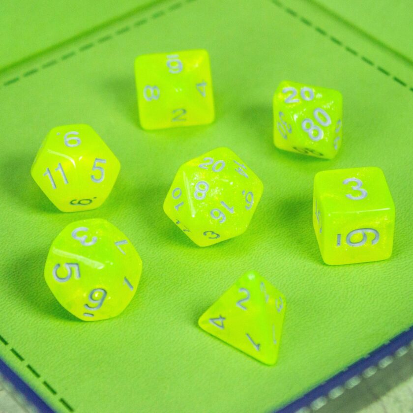 Neon Yellow Shimmer Dice Set - Image 5