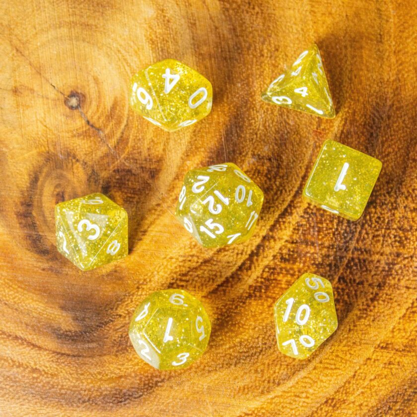 Yellow Shimmer Dice Set - Image 3