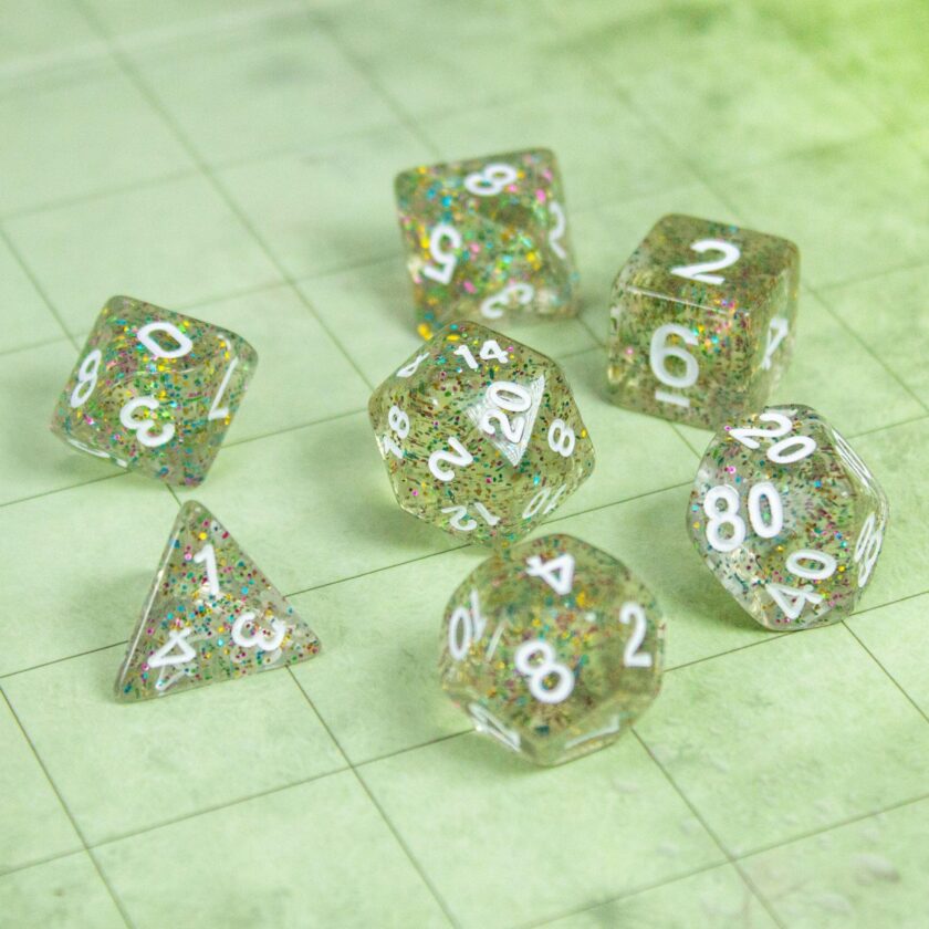 Silver Glitter Shimmer Dice Set