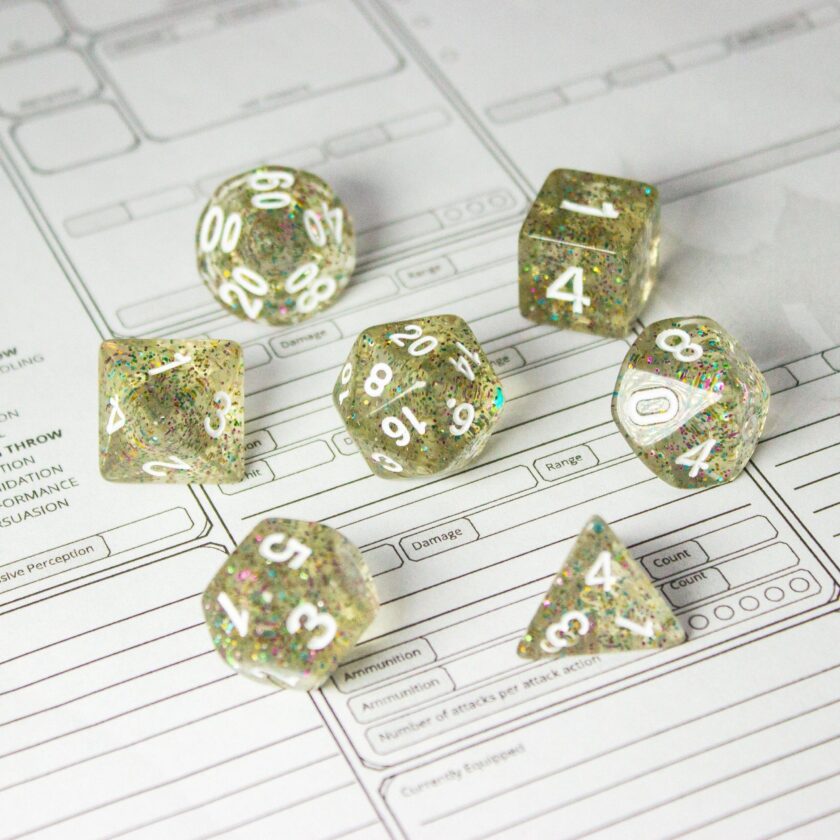 Silver Glitter Shimmer Dice Set - Image 5