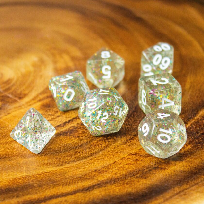 Silver Glitter Shimmer Dice Set - Image 3