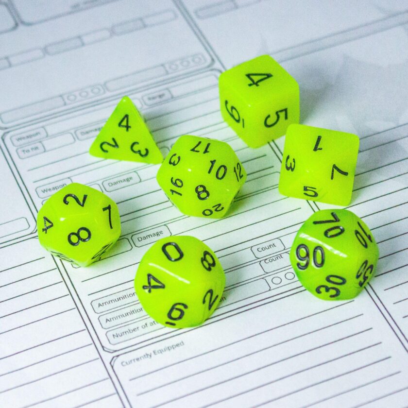 Yellow Glow In The Dark Dice