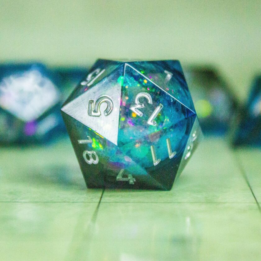 Blue Liquid Core Shimmer dnd Dice Set