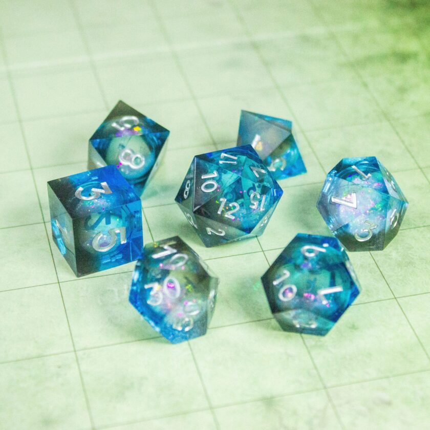 Blue Liquid Core Shimmer dnd Dice Set - Image 3