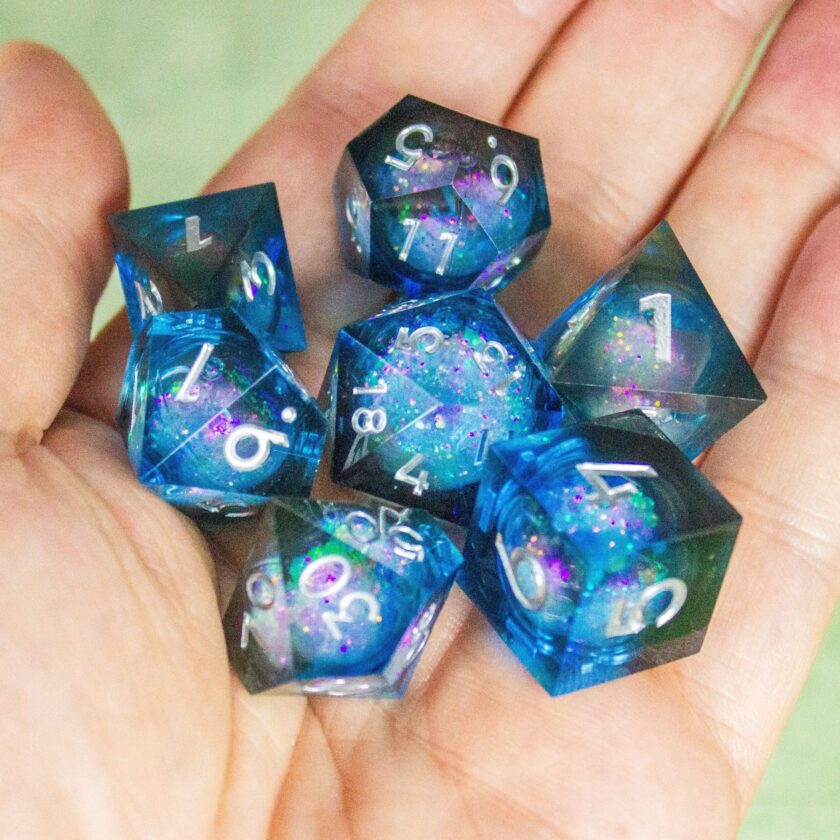 Blue Liquid Core Shimmer dnd Dice Set - Image 4