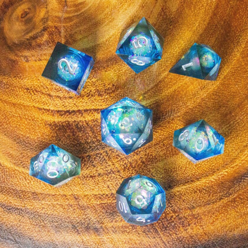 Blue Liquid Core Shimmer dnd Dice Set - Image 5