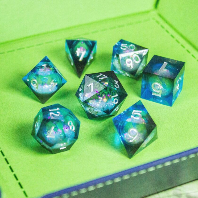 Blue Liquid Core Shimmer dnd Dice Set - Image 8