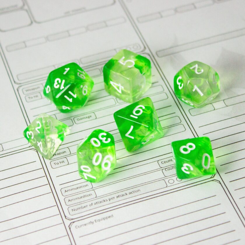 Green and White Swish Two Tone Dice - Image 7