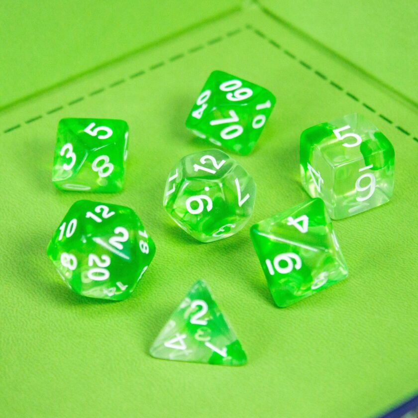 Green and White Swish Two Tone Dice - Image 8