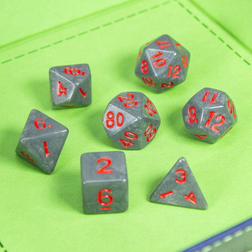 Grey Dice with Red Numbers