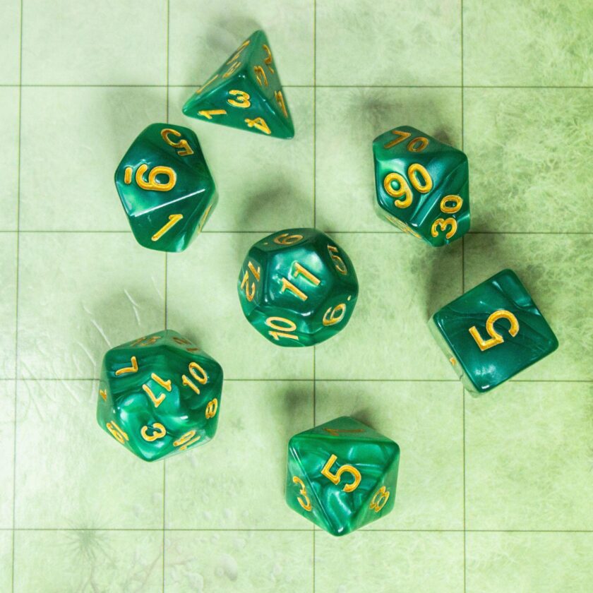 Pearl Peacock Green Dice Set - Image 2