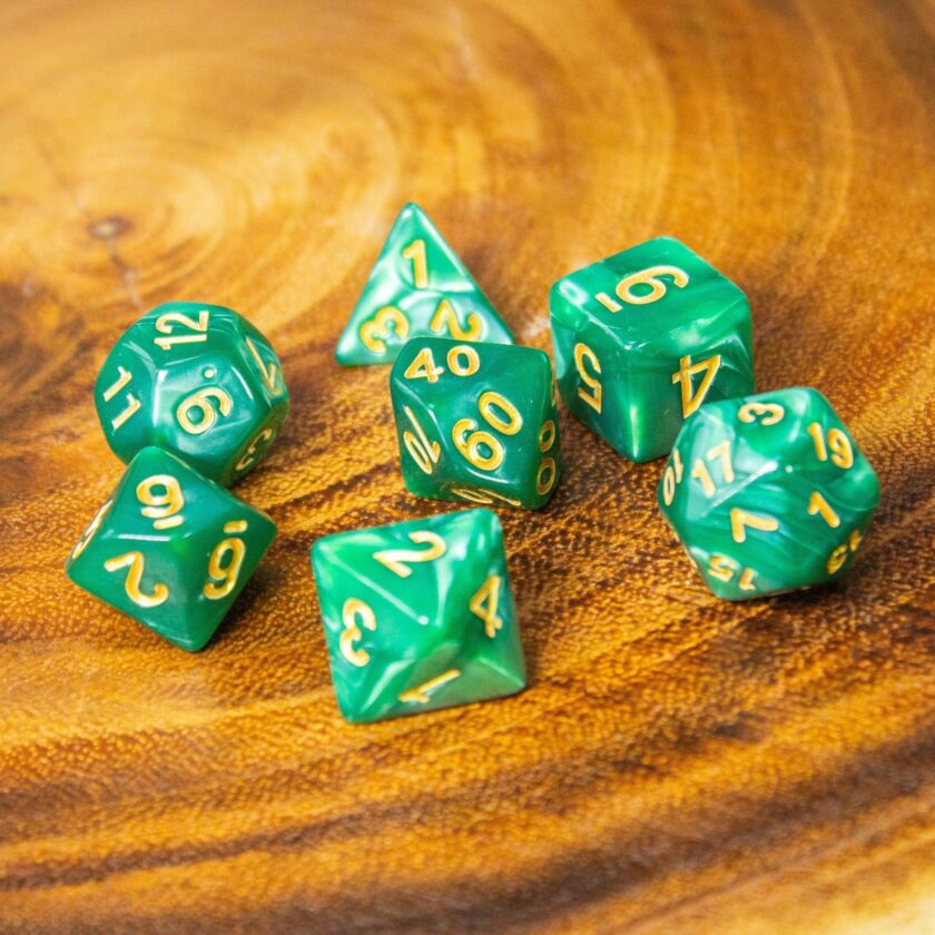 Pearl Peacock Green Dice Set