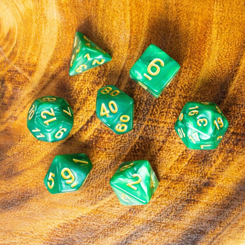 Pearl Peacock Green Dice Set - Image 3