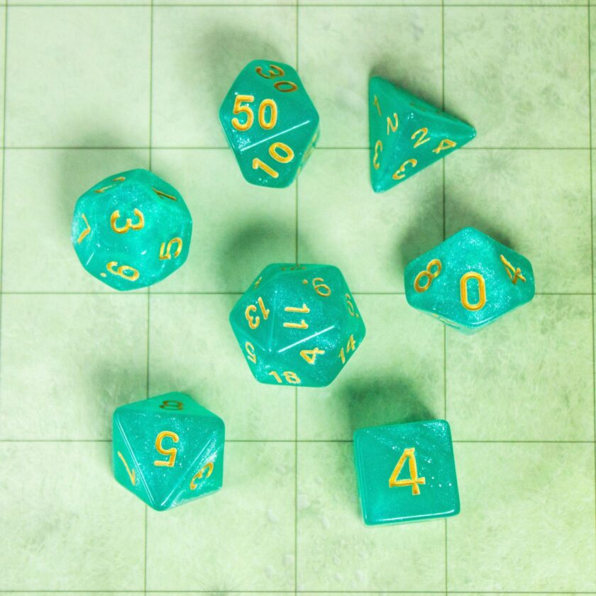 Turquoise Shimmer Dice Set