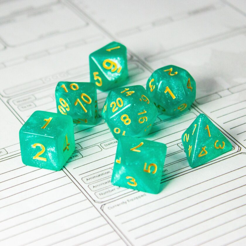 Turquoise Shimmer Dice Set - Image 5