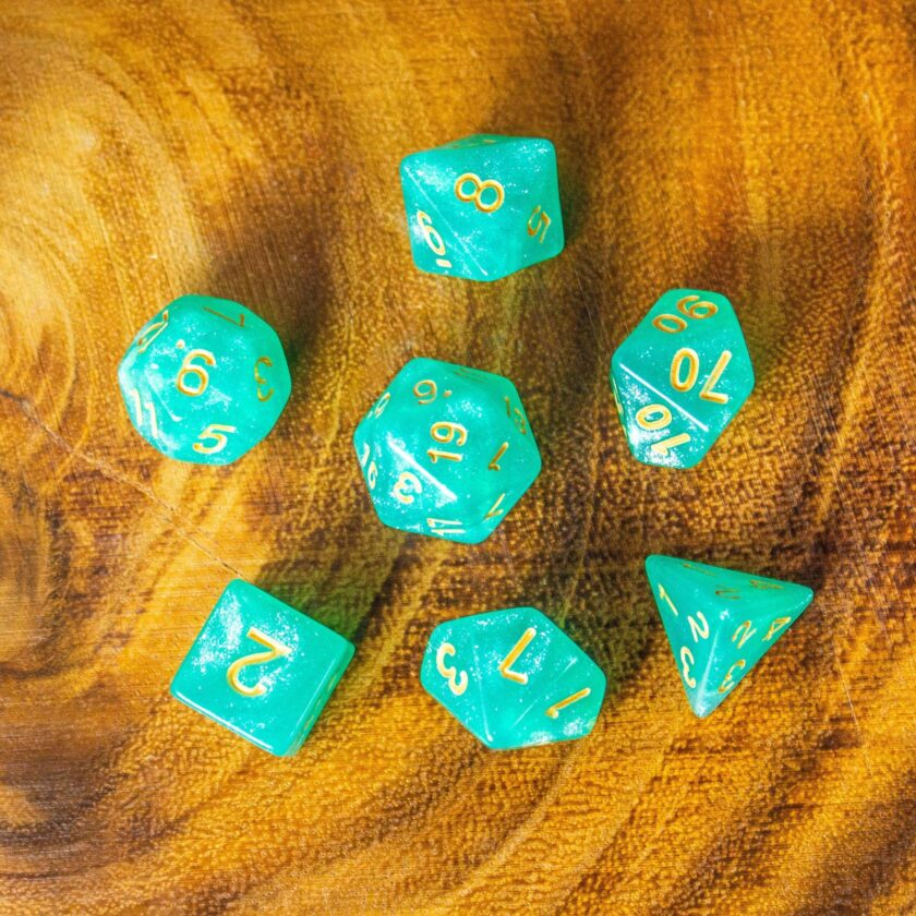 Turquoise Shimmer Dice Set - Image 3