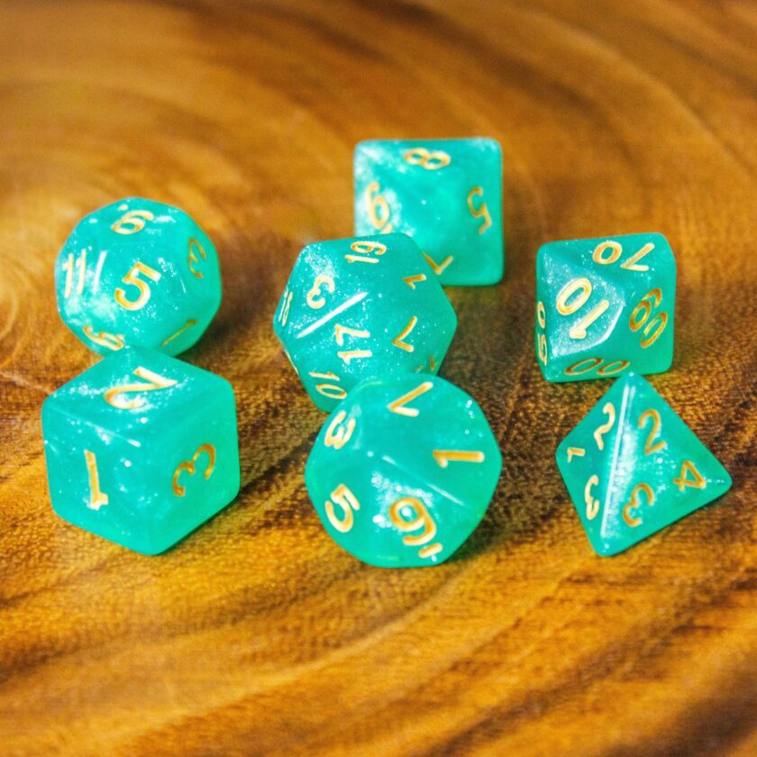 Turquoise Shimmer Dice Set - Image 7