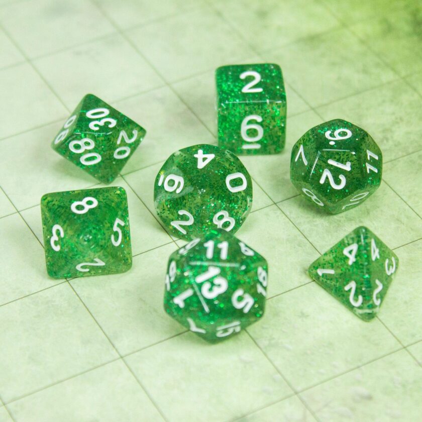 Jade Green Shimmer Dice Set - Image 7