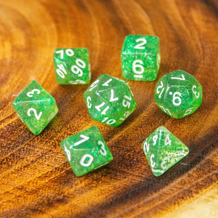 Jade Green Shimmer Dice Set - Image 4