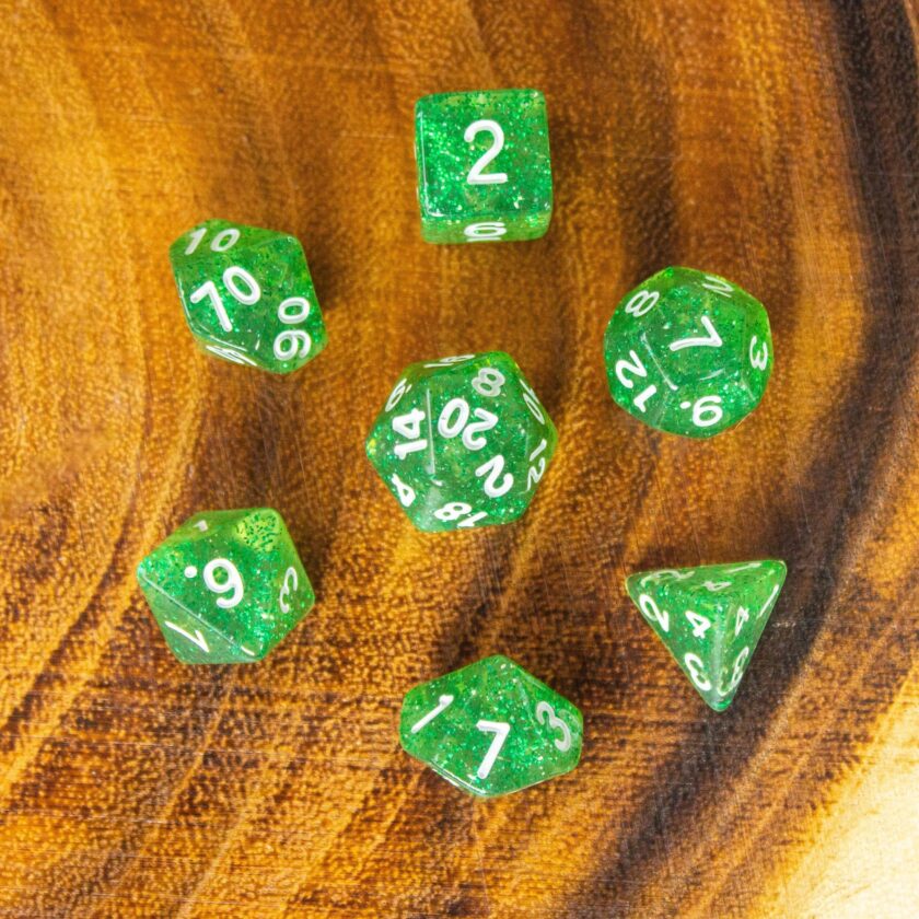 Jade Green Shimmer Dice Set - Image 5