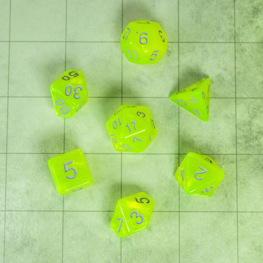 Neon Yellow Shimmer Dice Set - Image 6