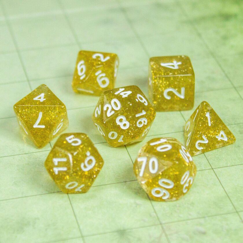 Yellow Shimmer Dice Set