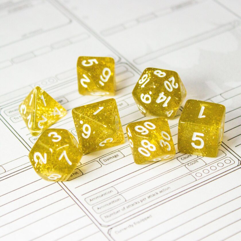 Yellow Shimmer Dice Set - Image 6