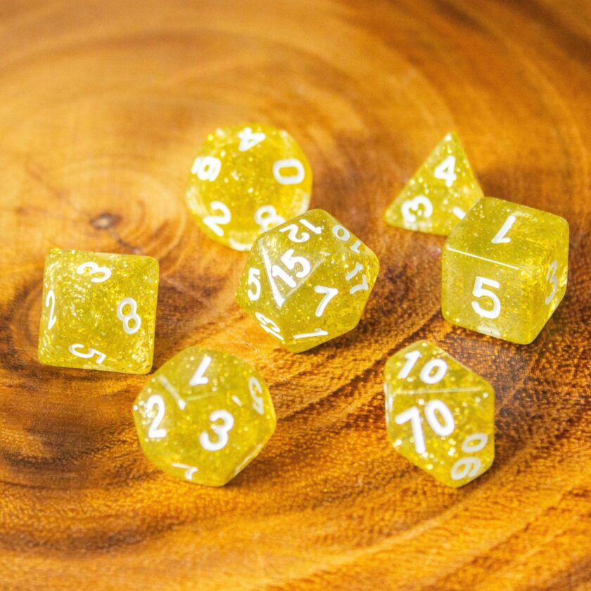 Yellow Shimmer Dice Set - Image 4