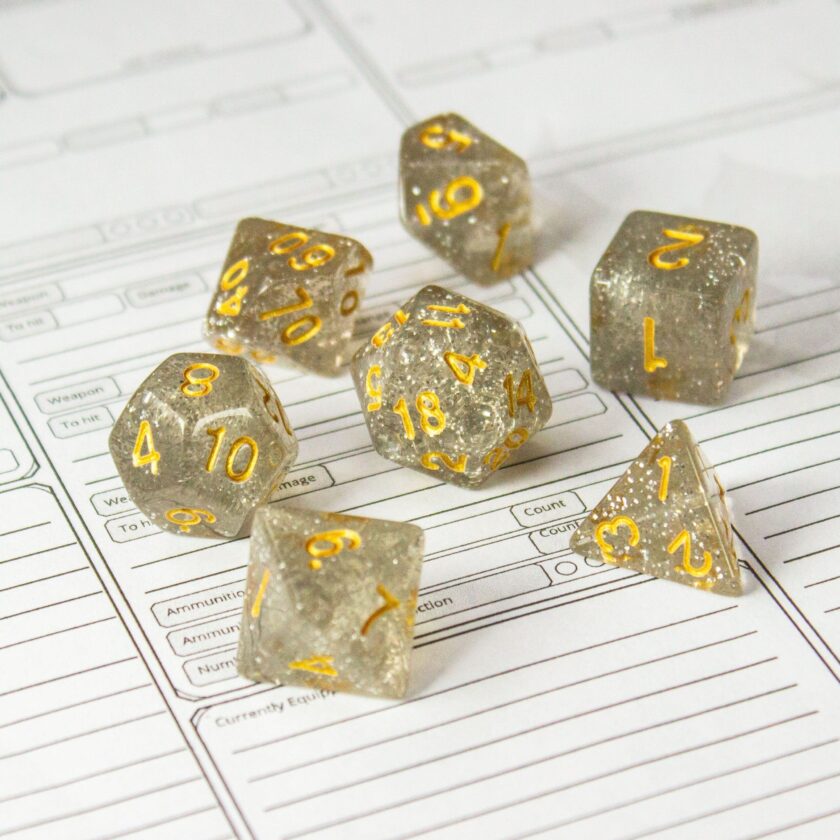 Silver Glitter Shimmer Dice Set