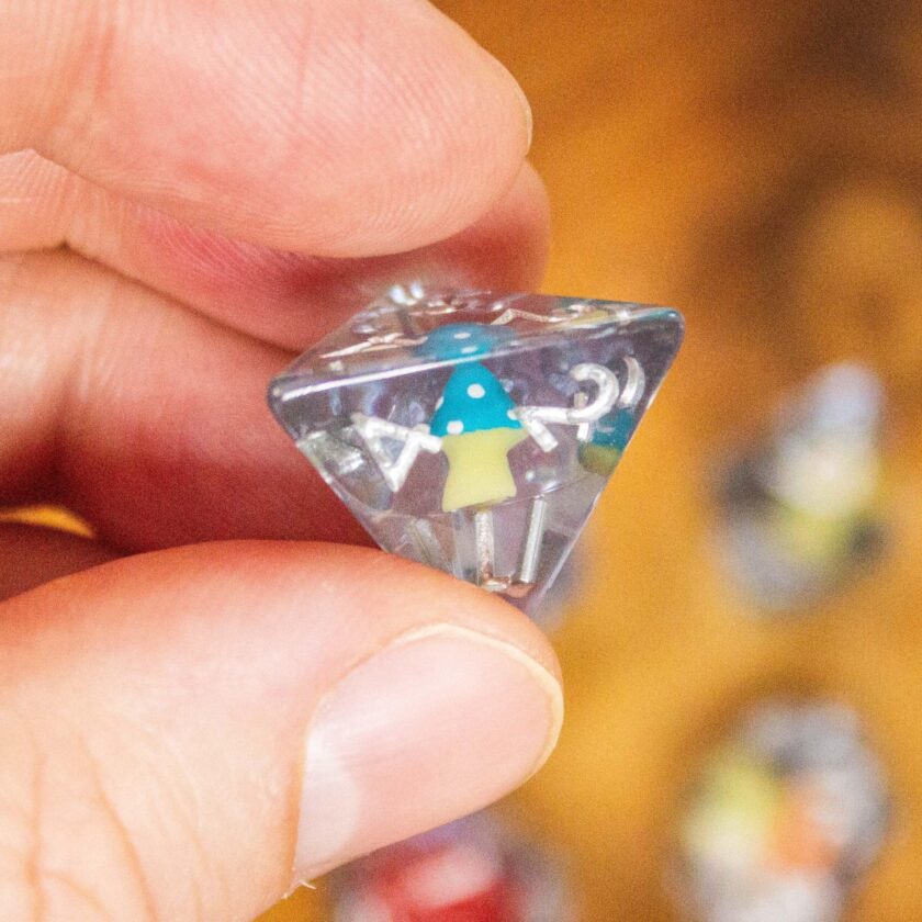 Multi-coloured Mushroom Dice Set - Image 4