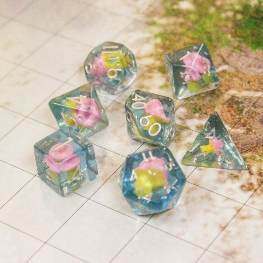 Blue Pink Mushroom Dice Set - Image 4