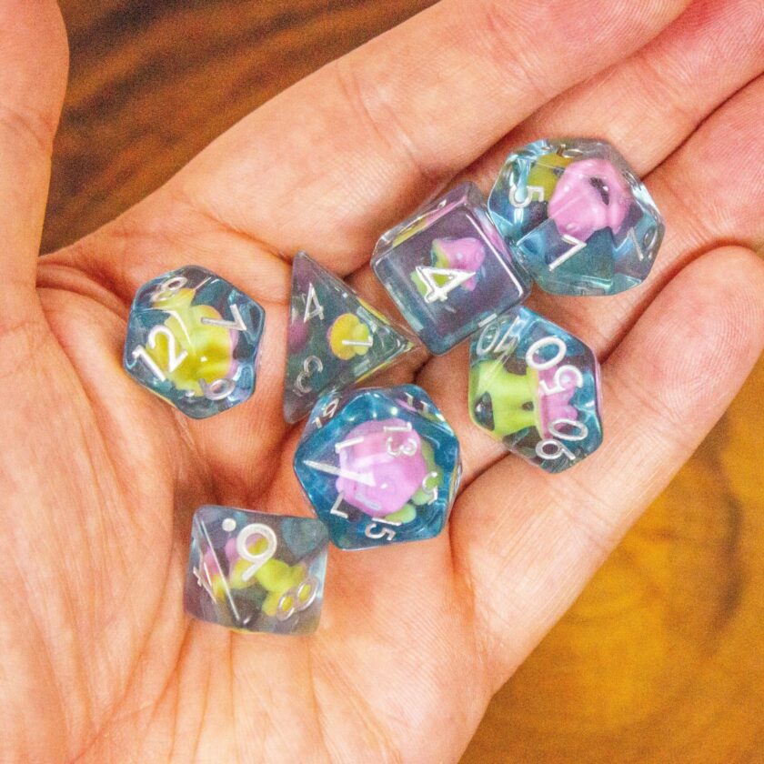 Blue Pink Mushroom Dice Set - Image 5