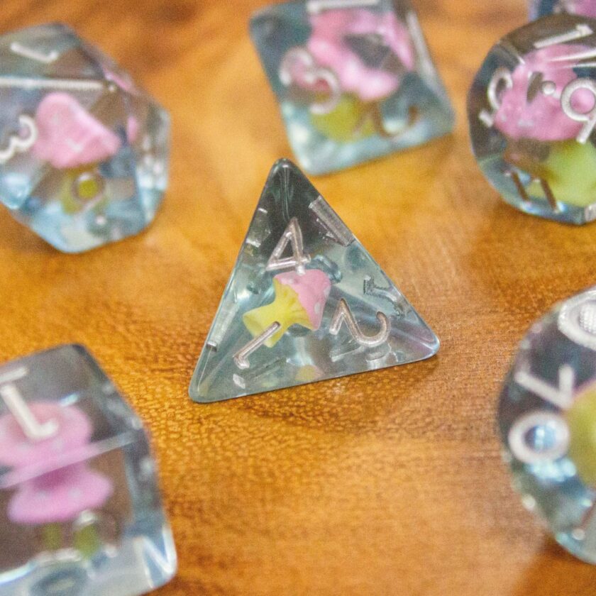 Blue Pink Mushroom Dice Set - Image 8