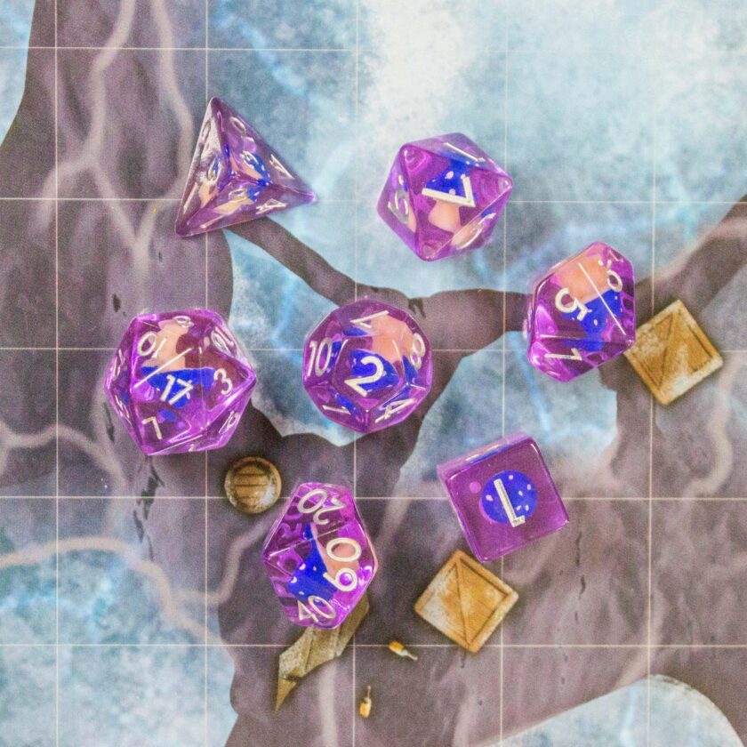 Purple Blue Mushroom Dice Set - Image 3