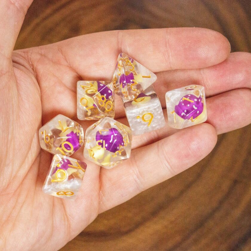 White Purple Mushroom Dice Set - Image 8