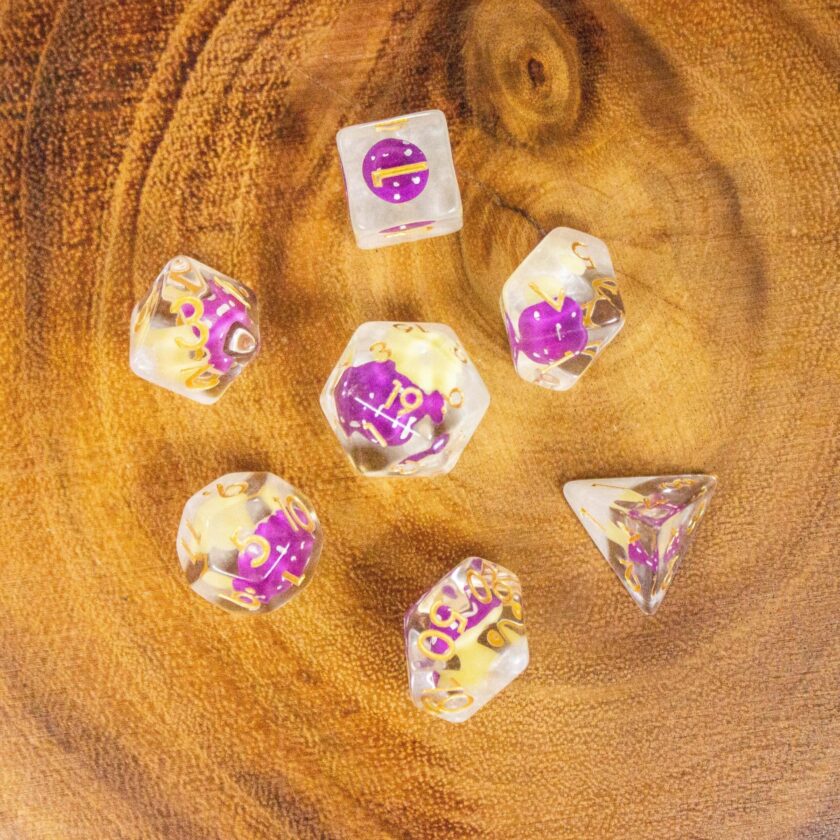 White Purple Mushroom Dice Set - Image 5