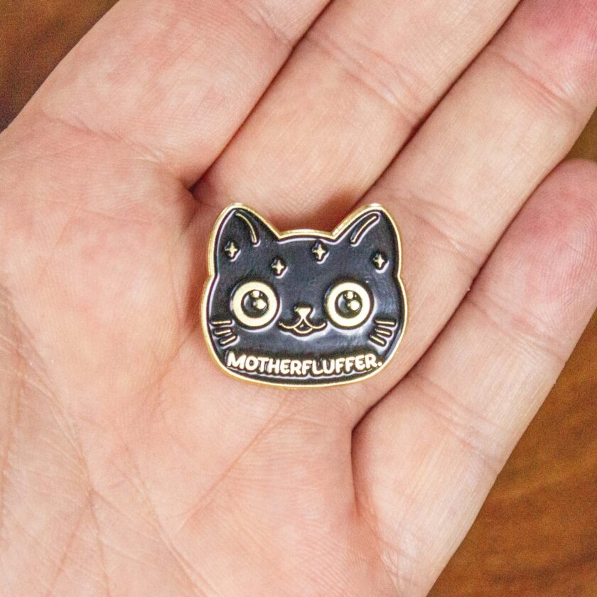 Motherfluffer Black Cat Pin - Image 2