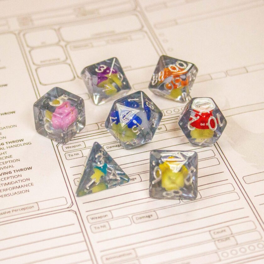 Multi-coloured Mushroom Dice Set