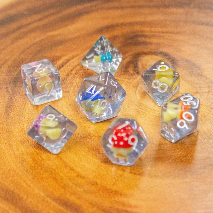 Multi-coloured Mushroom Dice Set - Image 2