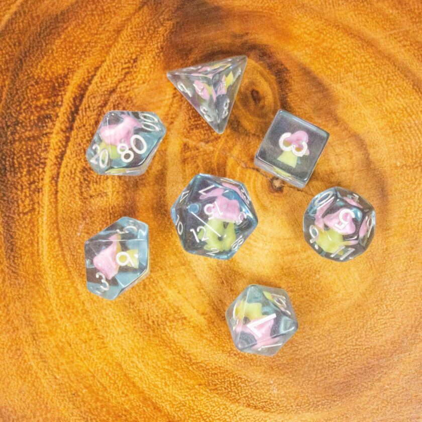 Blue Pink Mushroom Dice Set - Image 6