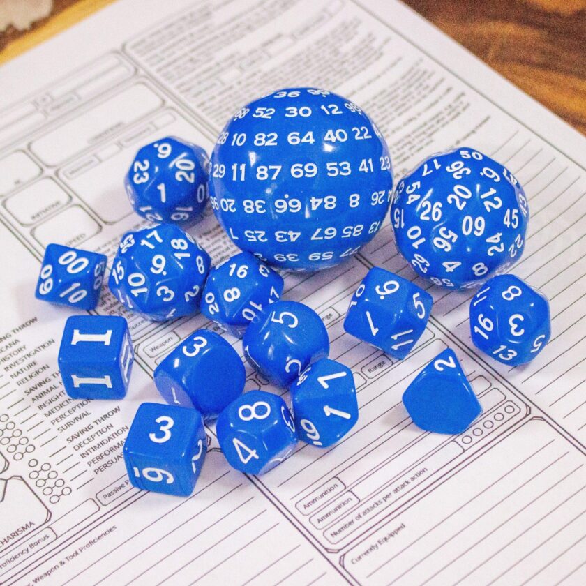 Block Blue with White Numbering 15 Piece Dice Set - Image 4