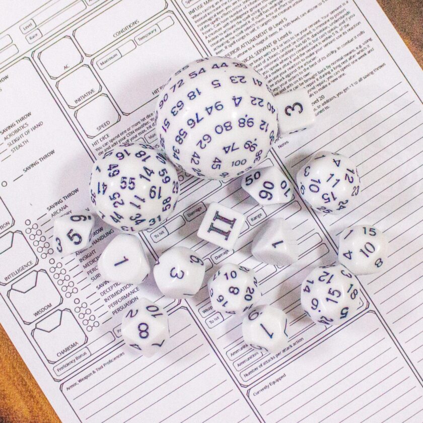 Block White with Black Numbering 15 Piece Dice Set