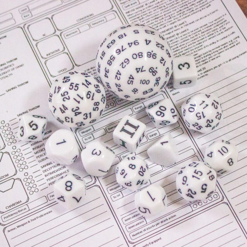 Block White with Black Numbering 15 Piece Dice Set - Image 4