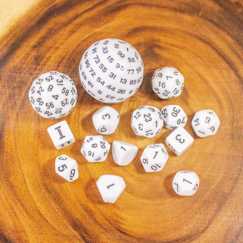 Block White with Black Numbering 15 Piece Dice Set - Image 6