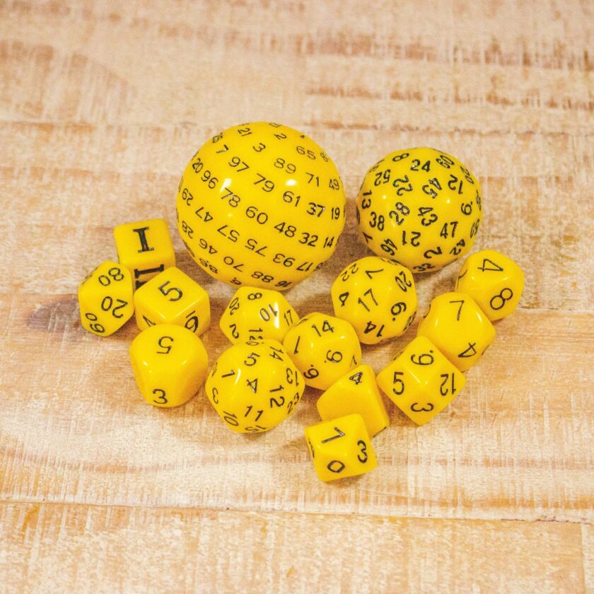 Block Yellow with Black Numbering 15 Piece Dice Set - Image 4