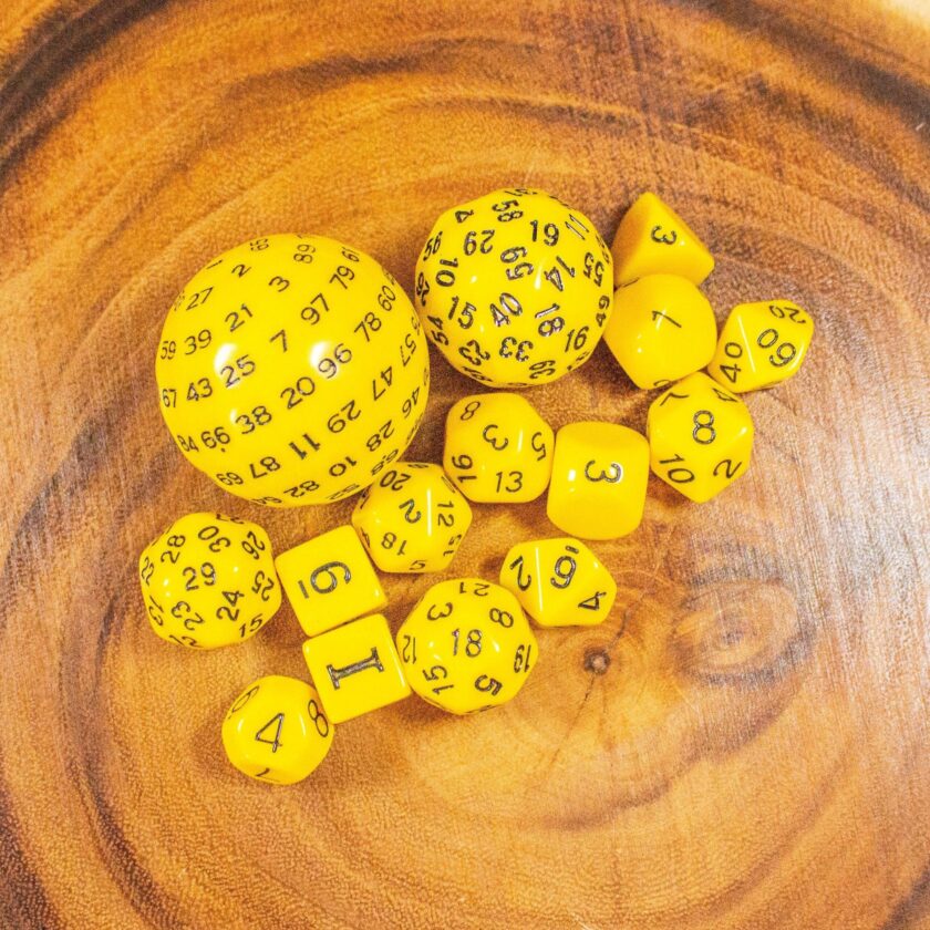 Block Yellow with Black Numbering 15 Piece Dice Set