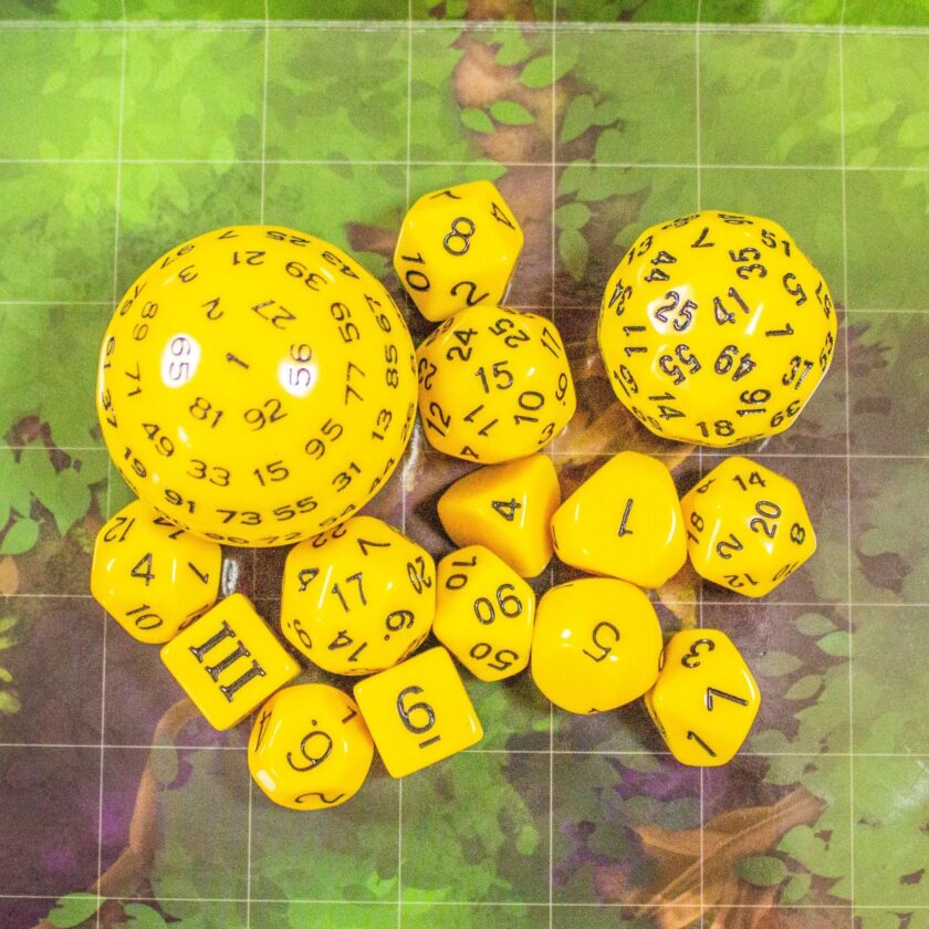 Block Yellow with Black Numbering 15 Piece Dice Set - Image 7