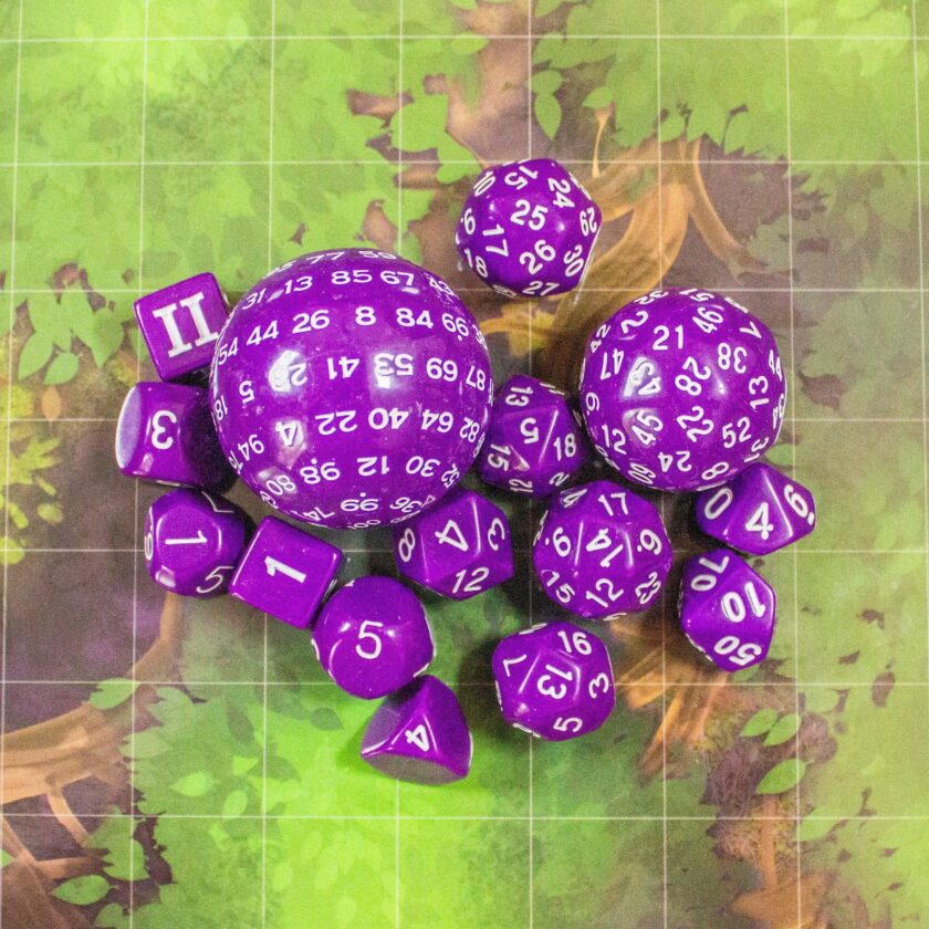 Block Purple with White Numbering 15 Piece Dice Set - Image 2