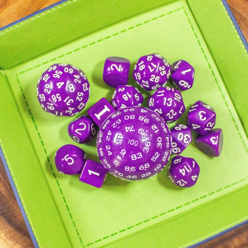 Block Purple with White Numbering 15 Piece Dice Set - Image 4