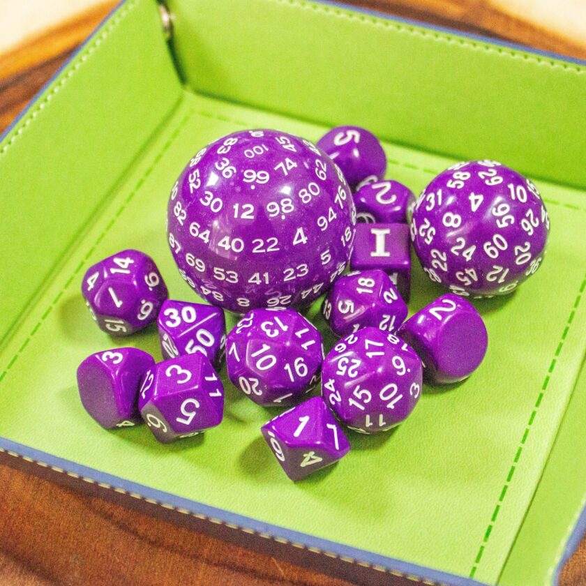 Block Purple with White Numbering 15 Piece Dice Set - Image 6